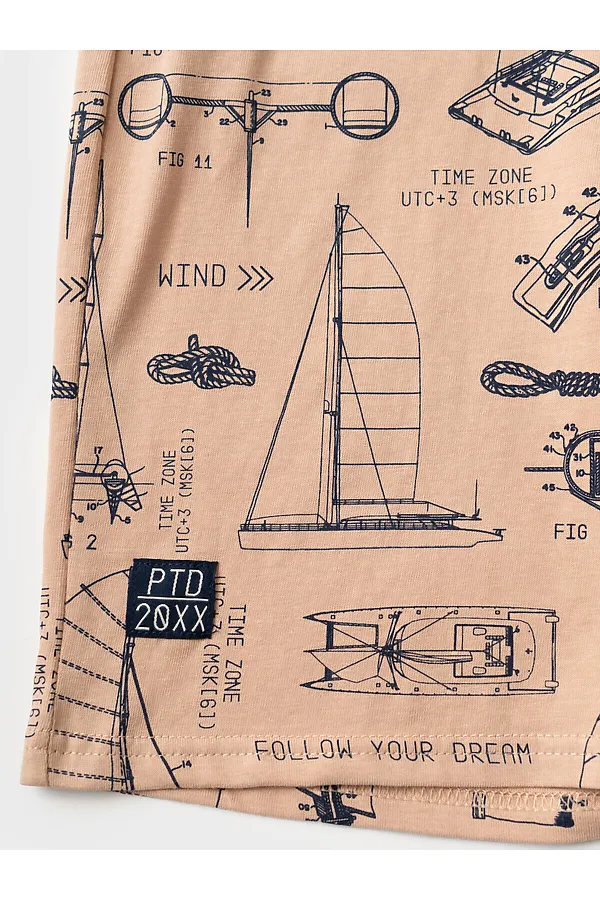 Пижама трикотажная для мальчиков PLAYTODAY, тёмно-синий,бежевый - фото 2