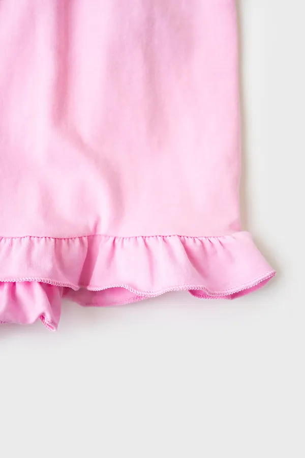 Комплект трикотажный для девочек: фуфайка (футболка), шорты PLAYTODAY, светло-розовый,малиновый - фото 2