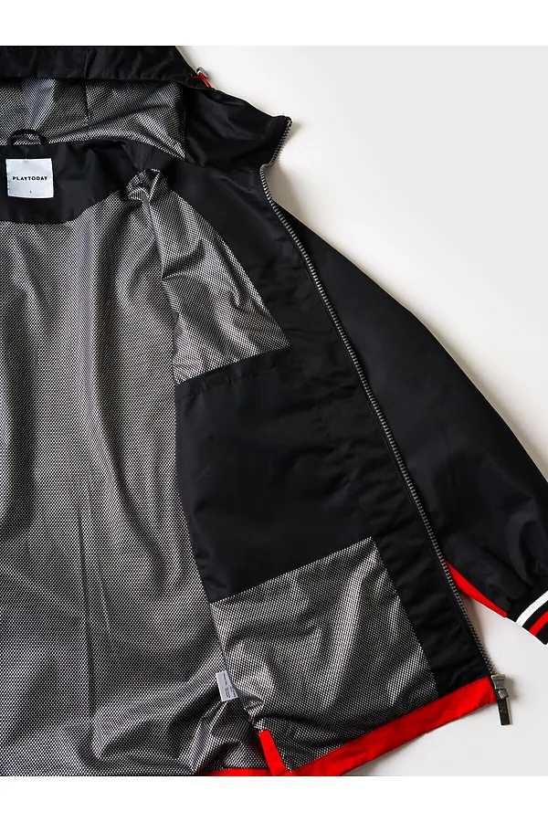 Куртка текстильная с полиуретановым покрытием для мужчин (ветровка) PLAYTODAY, черный,красный - фото 2