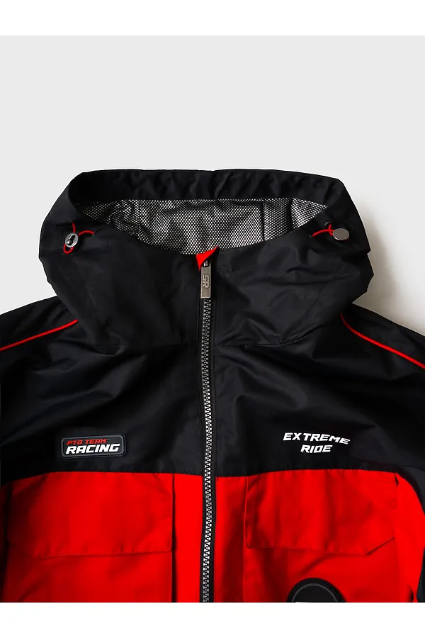 Куртка текстильная с полиуретановым покрытием для мужчин (ветровка) PLAYTODAY, черный,красный - фото 2