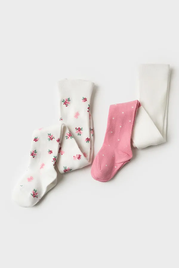 Колготки детские трикотажные для девочек, 2 пары в комплекте PLAYTODAY, разноцветный - фото 2