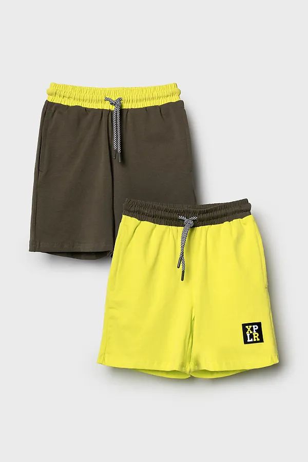 Шорты трикотажные для мальчиков, 2 шт в комплекте PLAYTODAY, светло-зеленый,темно-зеленый - фото 2