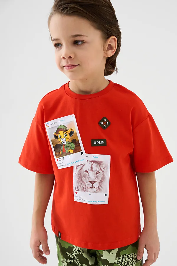 Фуфайка трикотажная для мальчиков (футболка) PLAYTODAY, красный - фото 2