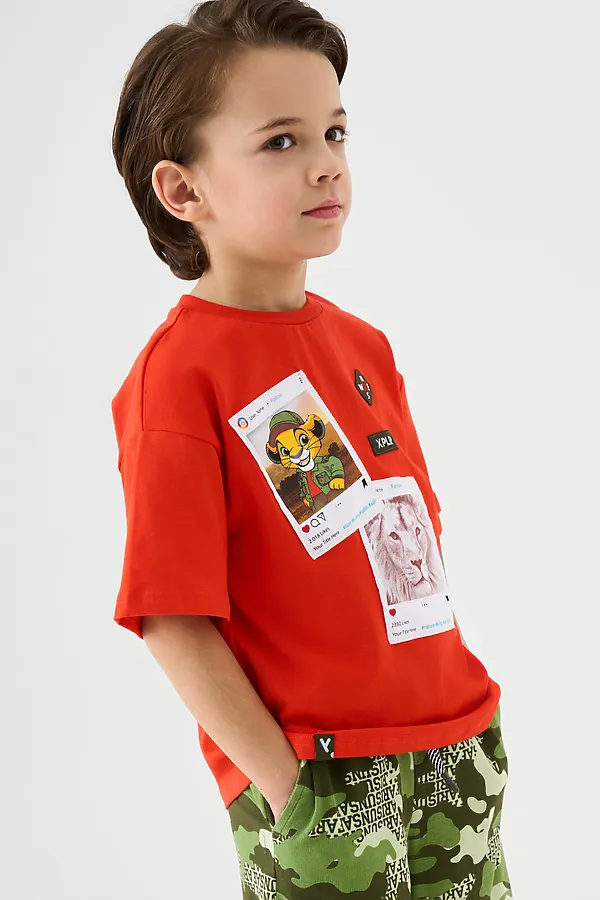 Фуфайка трикотажная для мальчиков (футболка) PLAYTODAY, красный - фото 2