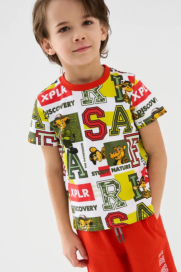 Фуфайка трикотажная для мальчиков (футболка) PLAYTODAY, разноцветный - фото 2