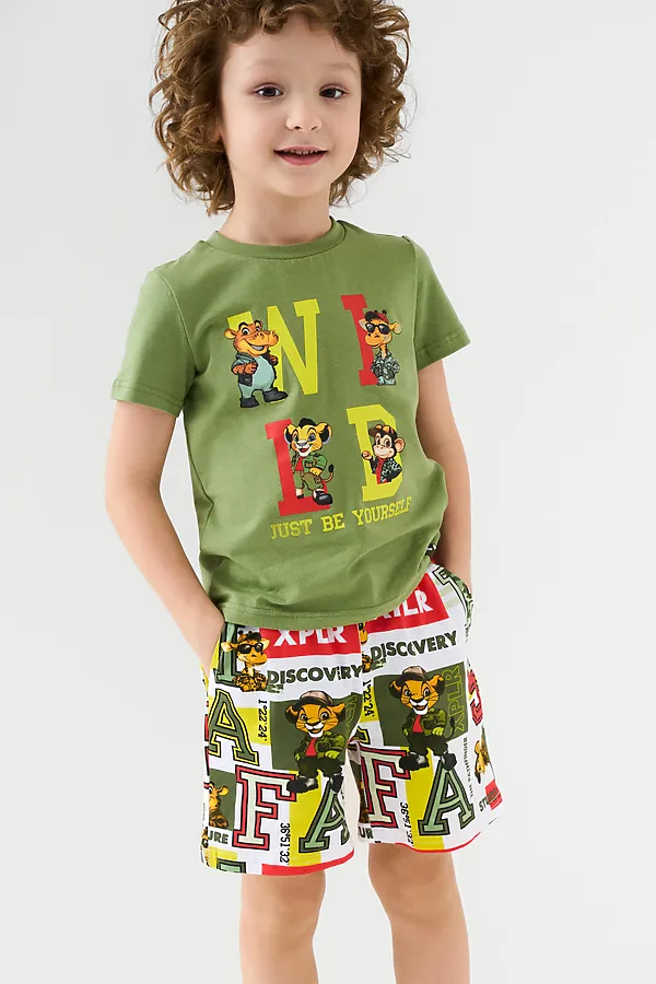 Комплект трикотажный для мальчиков: фуфайка (футболка), шорты PLAYTODAY, разноцветный - фото 2