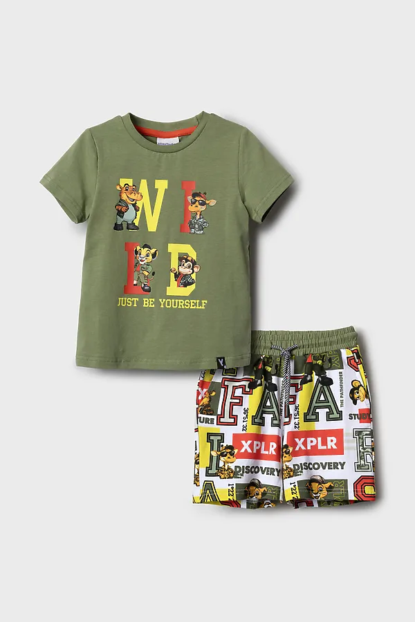 Комплект трикотажный для мальчиков: фуфайка (футболка), шорты PLAYTODAY, разноцветный - фото 2