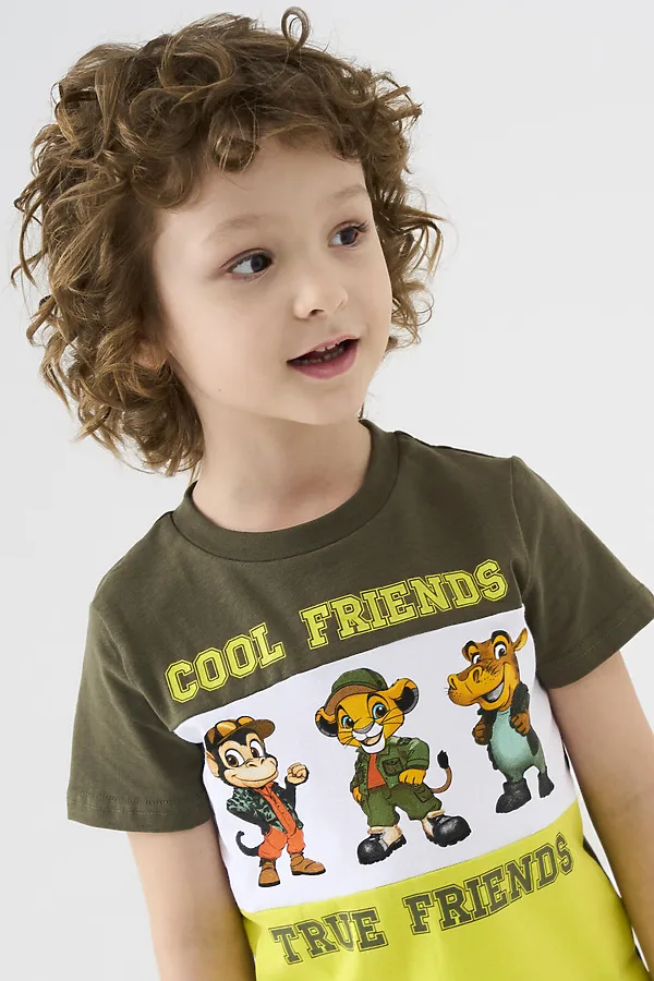 Комплект трикотажный для мальчиков: фуфайка (футболка), шорты PLAYTODAY, белый,светло-зеленый,темно-зеленый - фото 2