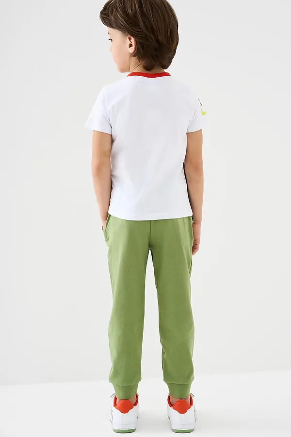 Комплект трикотажный для мальчиков: фуфайка (футболка), брюки PLAYTODAY, белый,зеленый - фото 2