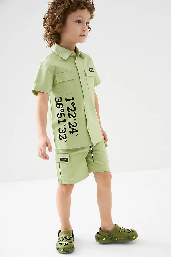Комплект текстильный для мальчиков: рубашка, шорты PLAYTODAY, светло-зеленый - фото 2