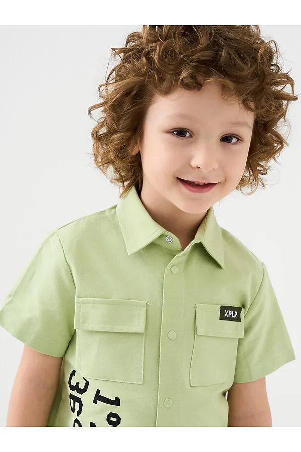 Комплект текстильный для мальчиков: рубашка, шорты PLAYTODAY, светло-зеленый - фото 2