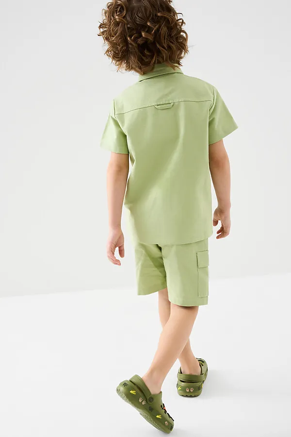 Комплект текстильный для мальчиков: рубашка, шорты PLAYTODAY, светло-зеленый - фото 2