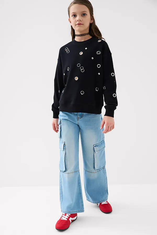 Толстовка трикотажная для девочек PLAYTODAY, черный - фото 2
