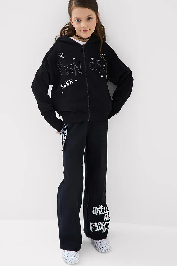Толстовка трикотажная для девочек PLAYTODAY, черный - фото 2
