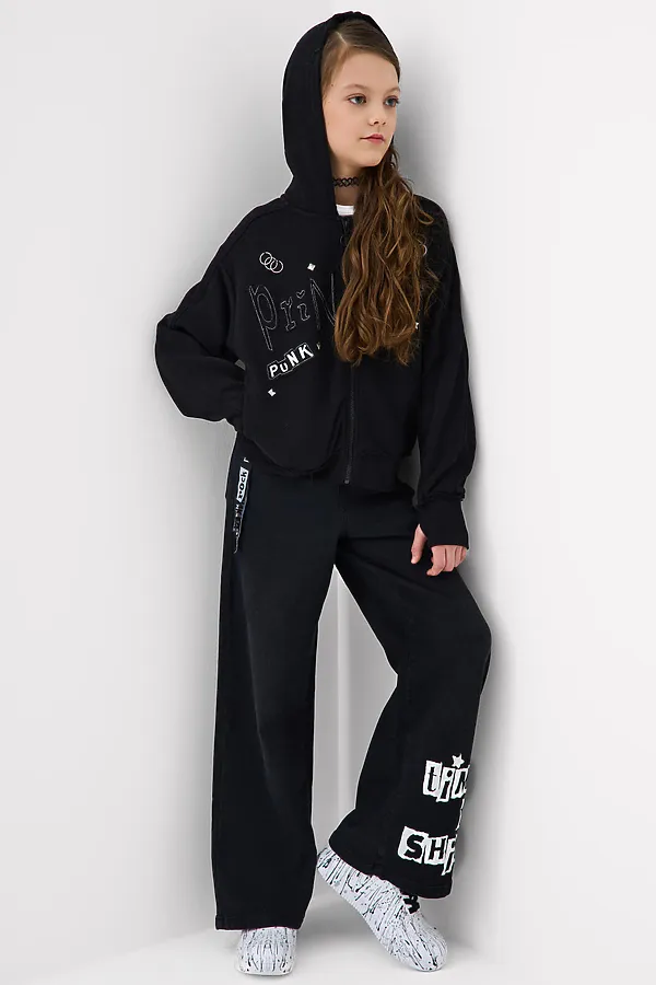 Толстовка трикотажная для девочек PLAYTODAY, черный - фото 2
