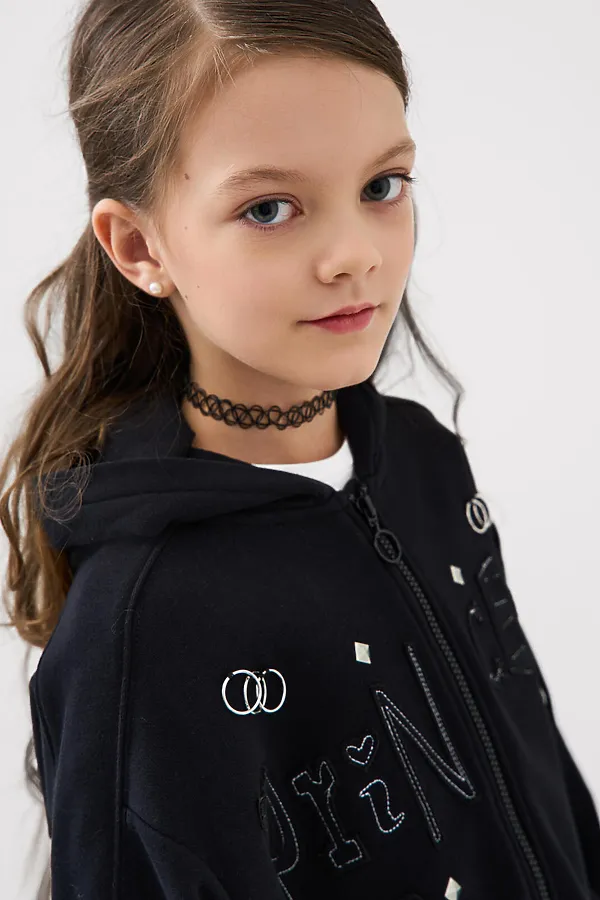 Толстовка трикотажная для девочек PLAYTODAY, черный - фото 2