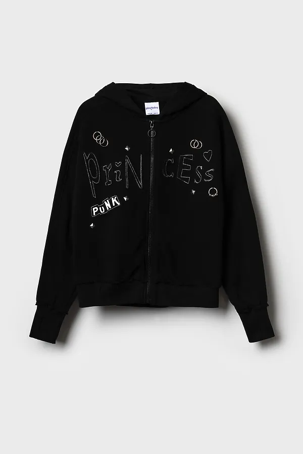 Толстовка трикотажная для девочек PLAYTODAY, черный - фото 2