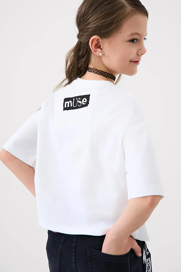 Фуфайка трикотажная для девочек (футболка) PLAYTODAY, белый - фото 2