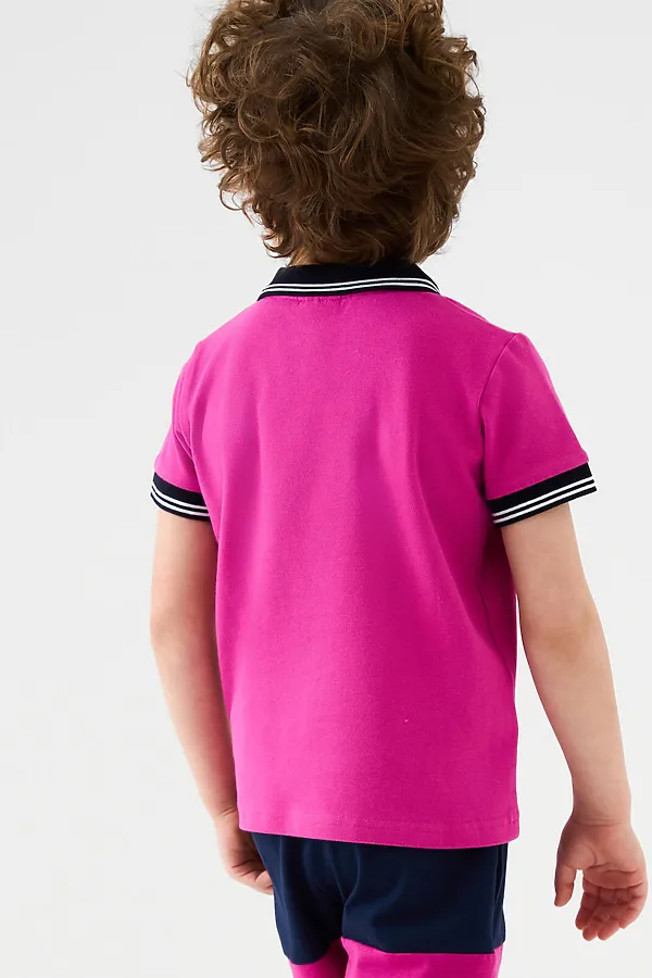 Джемпер трикотажный с воротником поло для мальчиков PLAYTODAY, малиновый - фото 2
