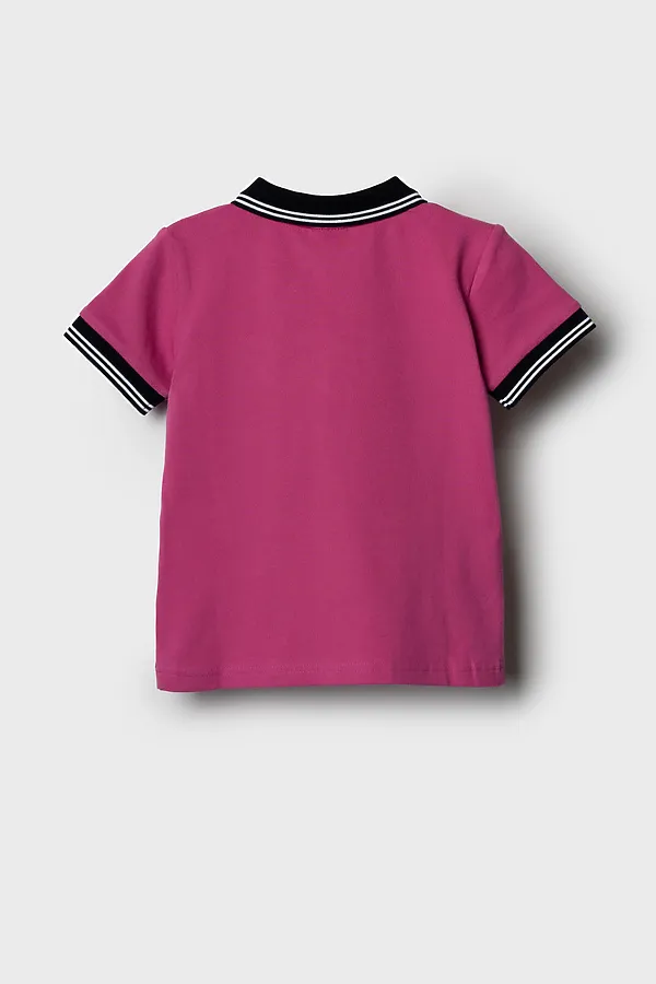 Джемпер трикотажный с воротником поло для мальчиков PLAYTODAY, малиновый - фото 2