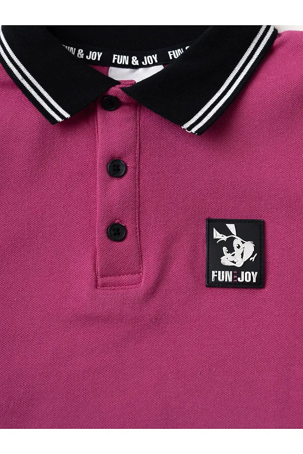 Джемпер трикотажный с воротником поло для мальчиков PLAYTODAY, малиновый - фото 2