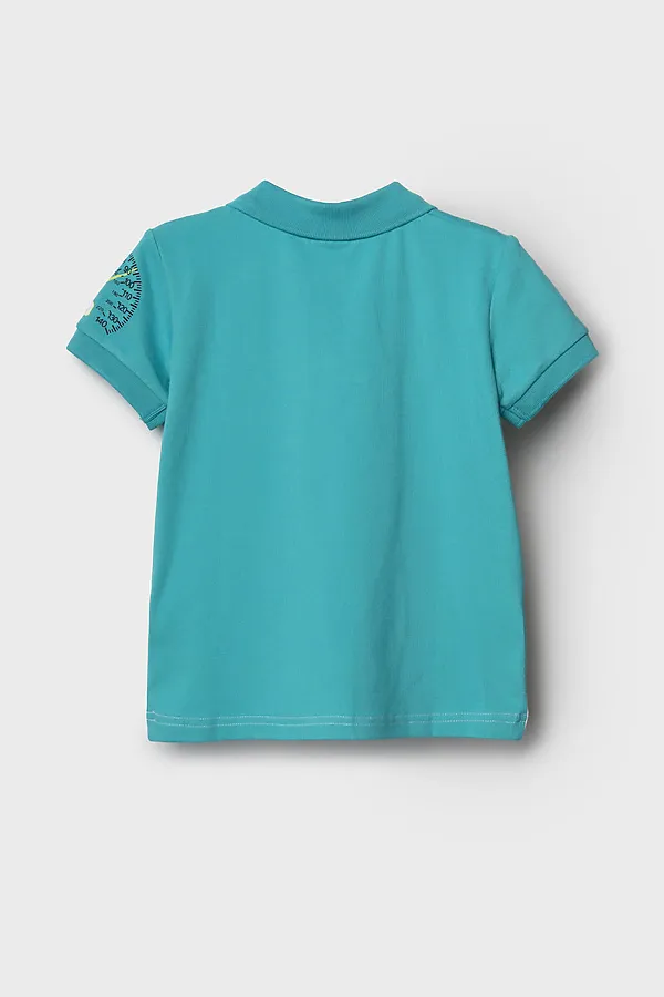 Джемпер трикотажный с воротником поло для мальчиков PLAYTODAY, белый,бирюзовый - фото 2