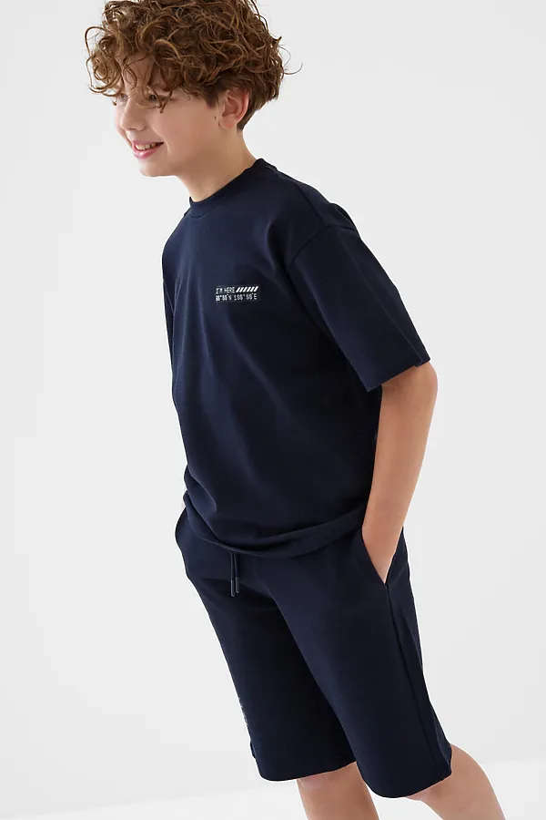 Комплект трикотажный для мальчиков: фуфайка (футболка), шорты PLAYTODAY, тёмно-синий - фото 2