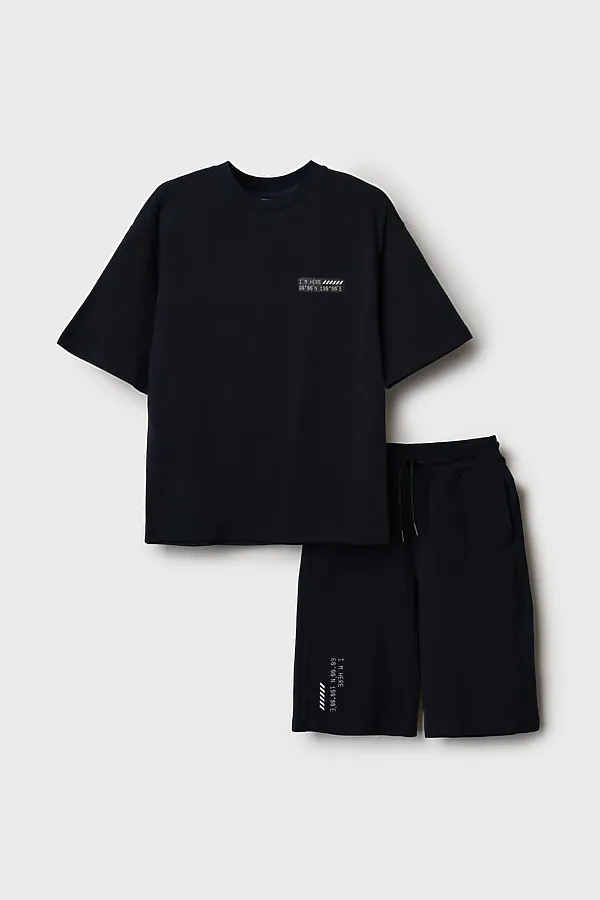 Комплект трикотажный для мальчиков: фуфайка (футболка), шорты PLAYTODAY, тёмно-синий - фото 2