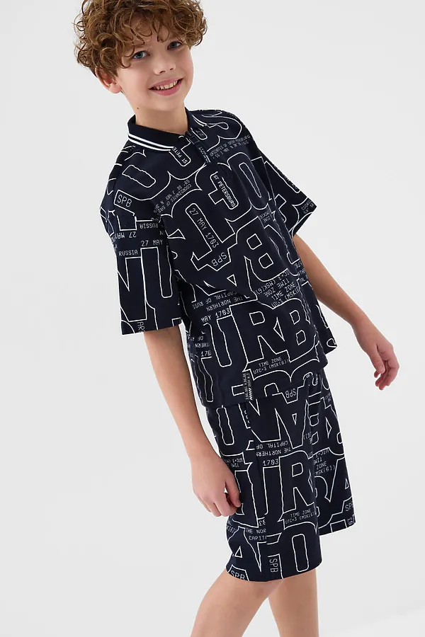 Комплект трикотажный для мальчиков: джемпер с воротником поло, шорты PLAYTODAY, тёмно-синий,белый - фото 2