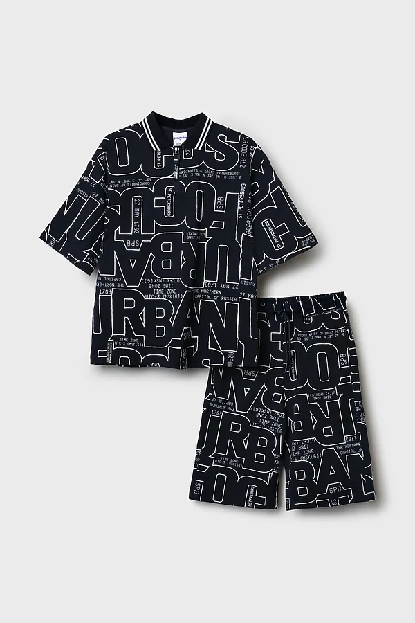 Комплект трикотажный для мальчиков: джемпер с воротником поло, шорты PLAYTODAY, тёмно-синий,белый - фото 2