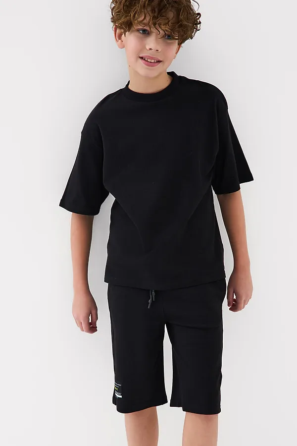 Комплект трикотажный для мальчиков: фуфайка (футболка), шорты PLAYTODAY, черный - фото 2