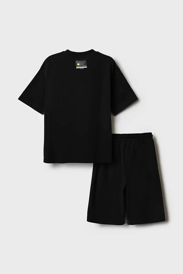 Комплект трикотажный для мальчиков: фуфайка (футболка), шорты PLAYTODAY, черный - фото 2