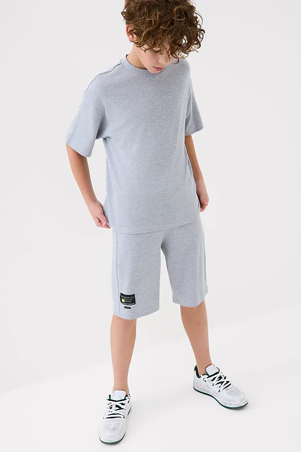Комплект трикотажный для мальчиков: фуфайка (футболка), шорты PLAYTODAY, серый - фото 2