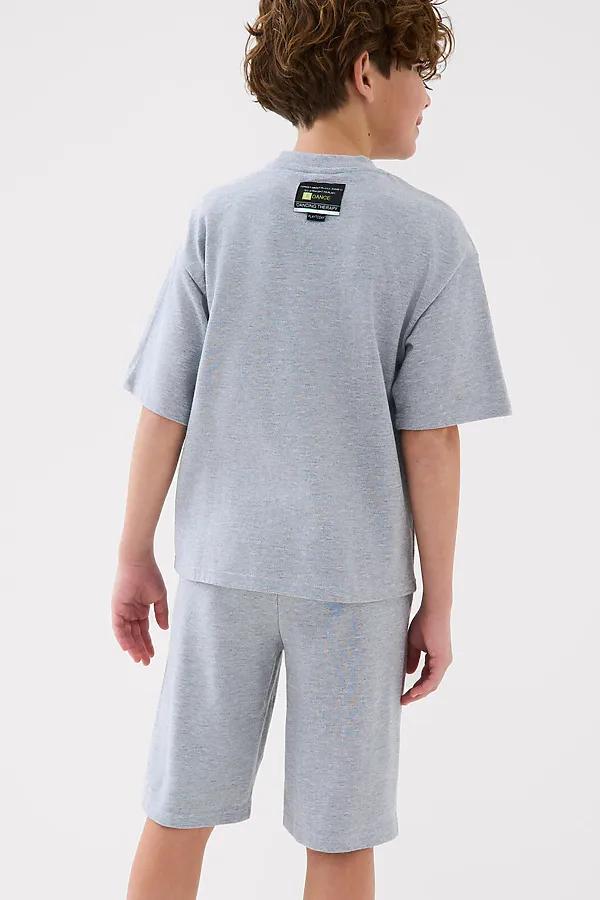 Комплект трикотажный для мальчиков: фуфайка (футболка), шорты PLAYTODAY, серый - фото 2