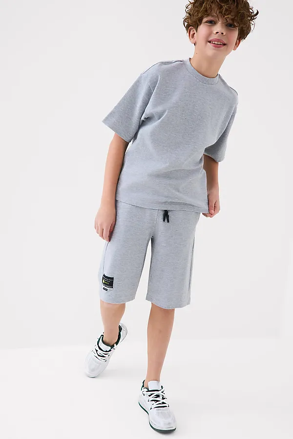 Комплект трикотажный для мальчиков: фуфайка (футболка), шорты PLAYTODAY, серый - фото 2