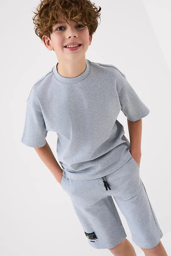 Комплект трикотажный для мальчиков: фуфайка (футболка), шорты PLAYTODAY, серый - фото 2