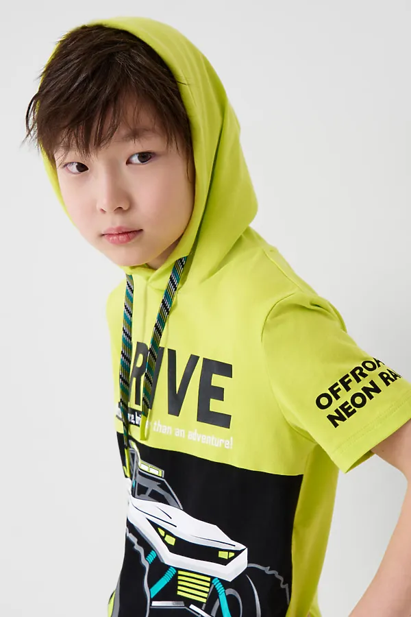 Комплект трикотажный для мальчиков: джемпер (футболка), шорты PLAYTODAY, белый,светло-зеленый - фото 2