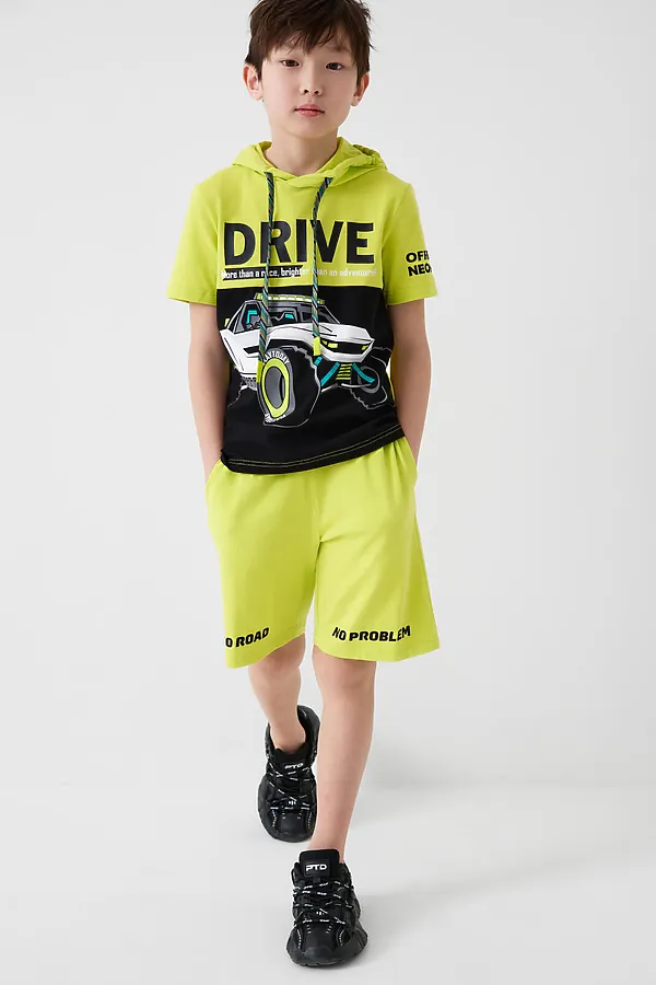 Комплект трикотажный для мальчиков: джемпер (футболка), шорты PLAYTODAY, белый,светло-зеленый - фото 2