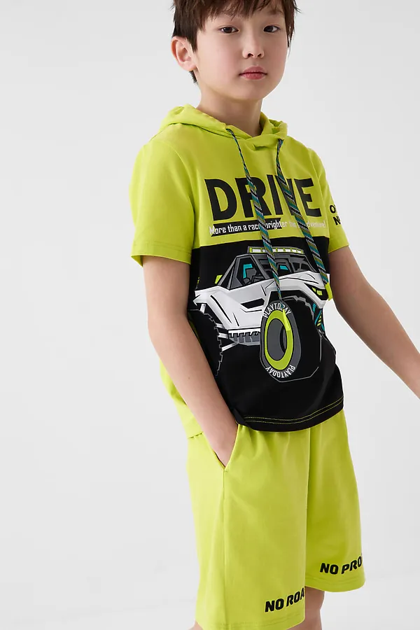 Комплект трикотажный для мальчиков: джемпер (футболка), шорты PLAYTODAY, белый,светло-зеленый - фото 2