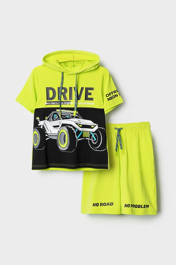 Комплект трикотажный для мальчиков: джемпер (футболка), шорты PLAYTODAY, белый,светло-зеленый - фото 2