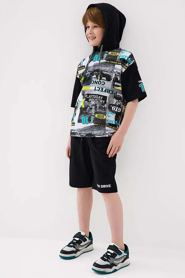 Комплект трикотажный для мальчиков: джемпер (футболка), шорты PLAYTODAY, разноцветный - фото 2