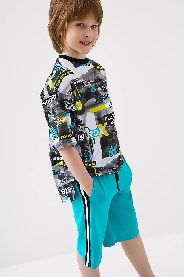 Шорты трикотажные для мальчиков, 2 шт в комплекте PLAYTODAY, черный,бирюзовый - фото 2