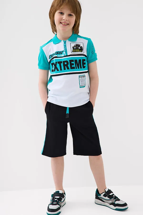 Шорты трикотажные для мальчиков, 2 шт в комплекте PLAYTODAY, черный,бирюзовый - фото 2