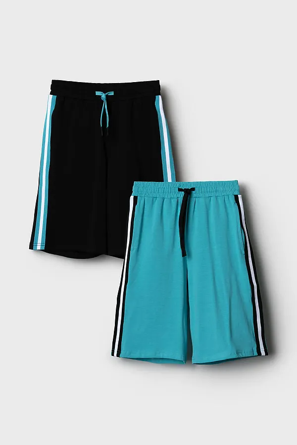 Шорты трикотажные для мальчиков, 2 шт в комплекте PLAYTODAY, черный,бирюзовый - фото 2