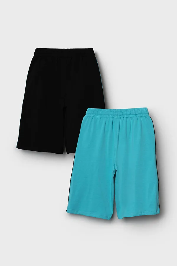 Шорты трикотажные для мальчиков, 2 шт в комплекте PLAYTODAY, черный,бирюзовый - фото 2