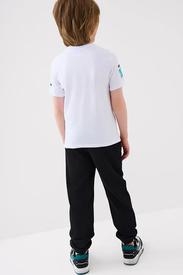 Комплект трикотажный для мальчиков: фуфайка (футболка), брюки PLAYTODAY, белый,черный - фото 2