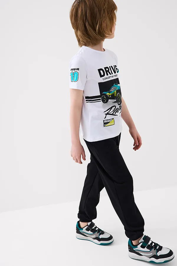 Комплект трикотажный для мальчиков: фуфайка (футболка), брюки PLAYTODAY, белый,черный - фото 2