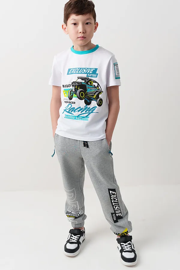 Фуфайка трикотажная для мальчиков (футболка) PLAYTODAY, белый - фото 2