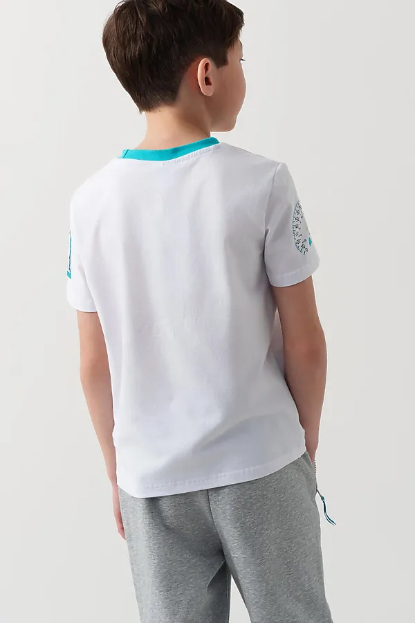 Фуфайка трикотажная для мальчиков (футболка) PLAYTODAY, белый - фото 2