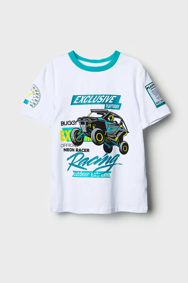 Фуфайка трикотажная для мальчиков (футболка) PLAYTODAY, белый - фото 2